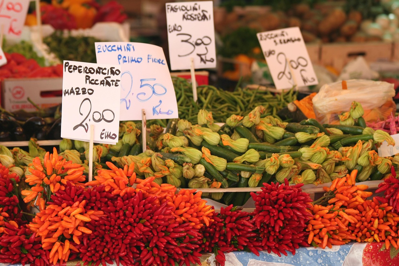 Local food market in Veneto, Italy