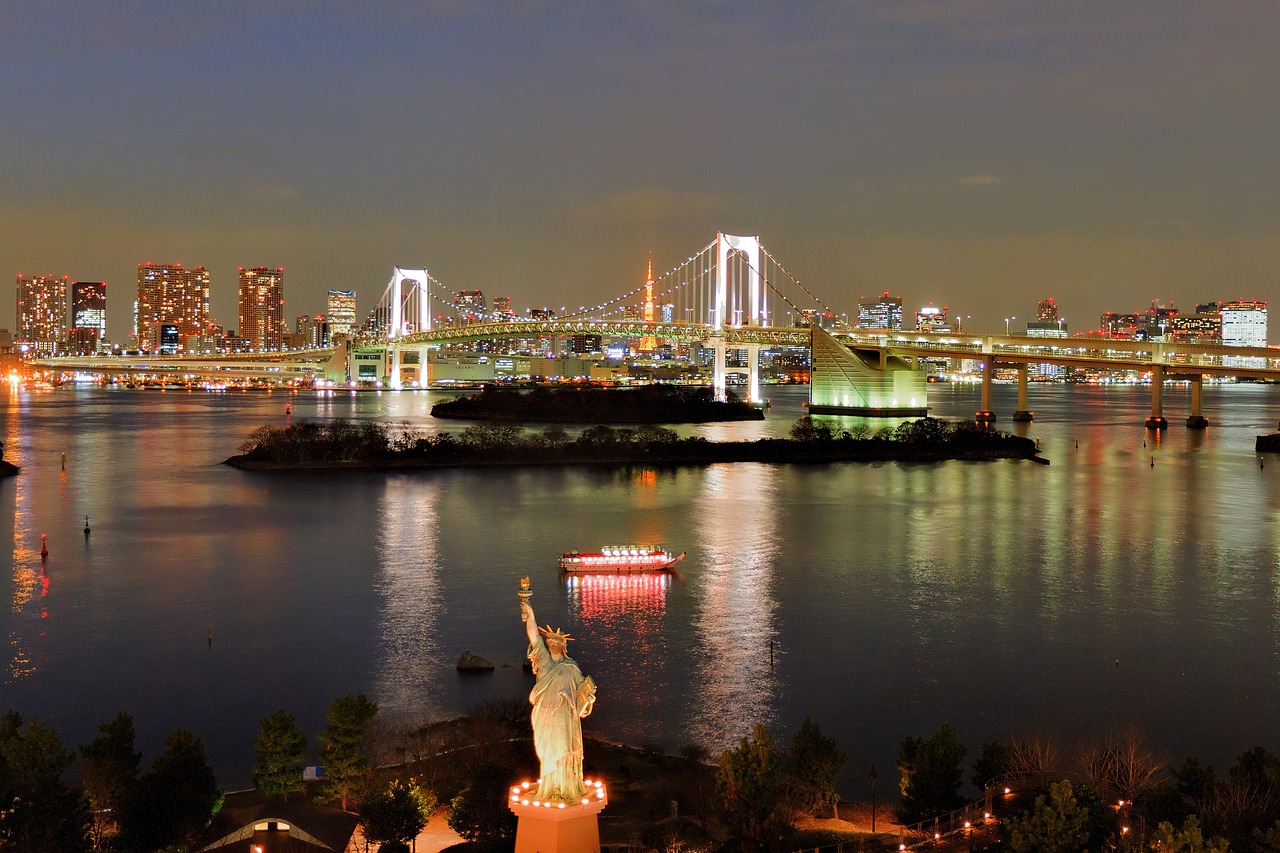 Odaiba waterfront in Tokyo Bay
