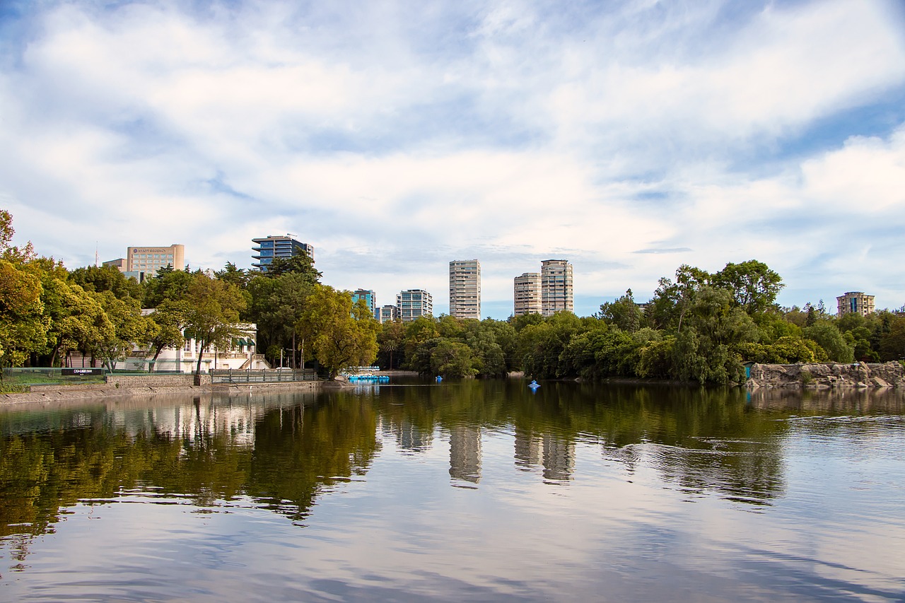 Chapultepec park lake in Mexico City