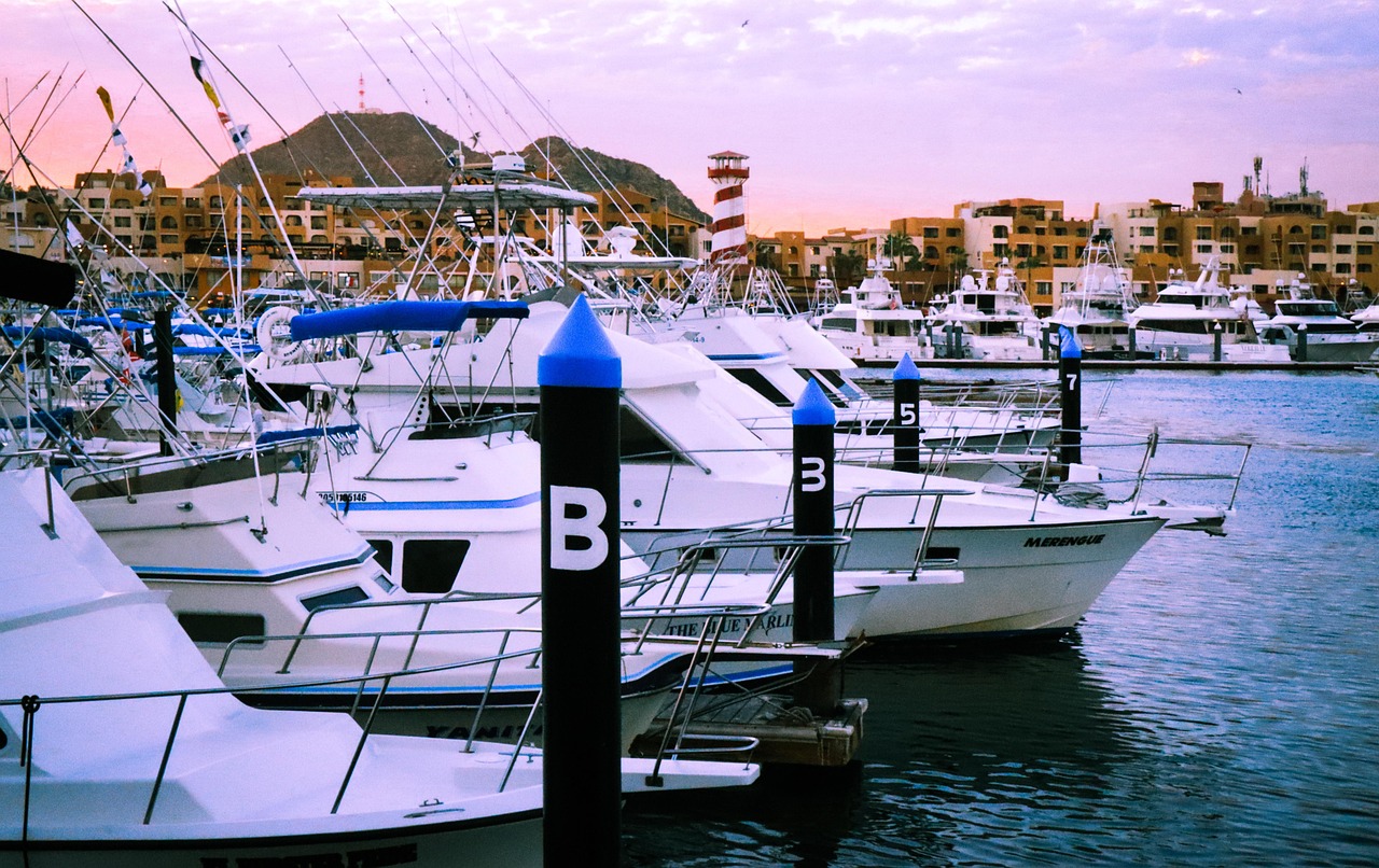 Boats moored in Faro harbour