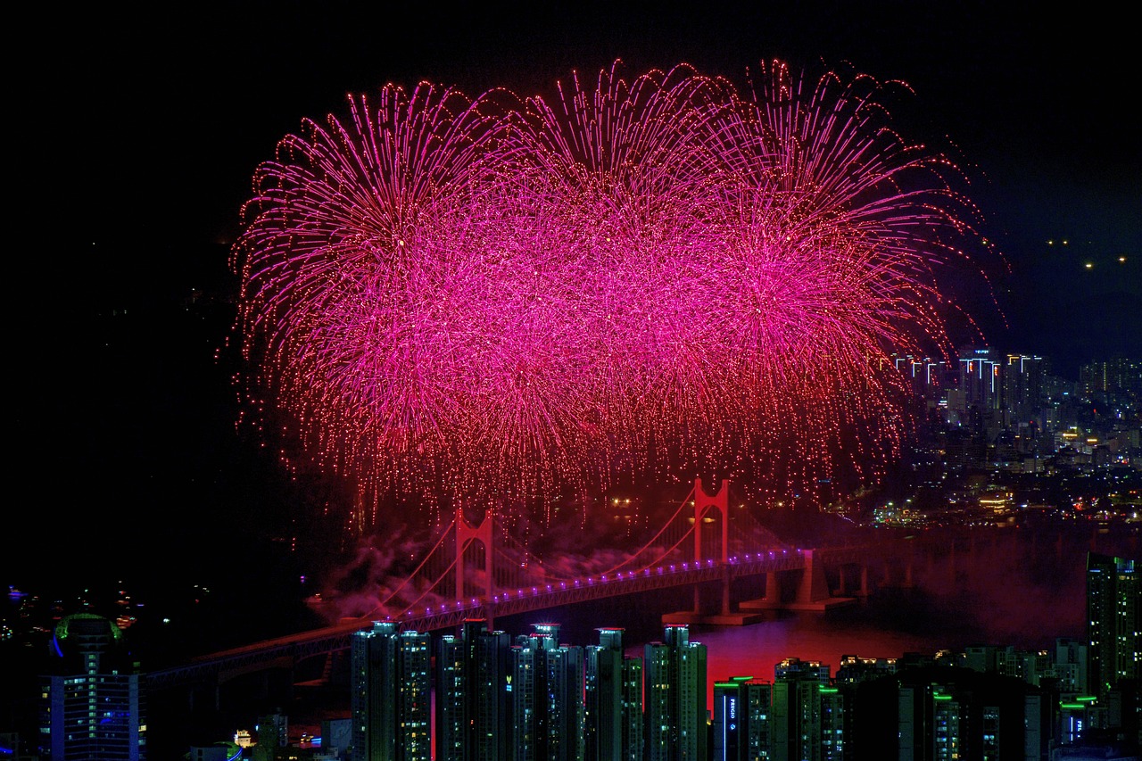 Busan fireworks festival over the sea