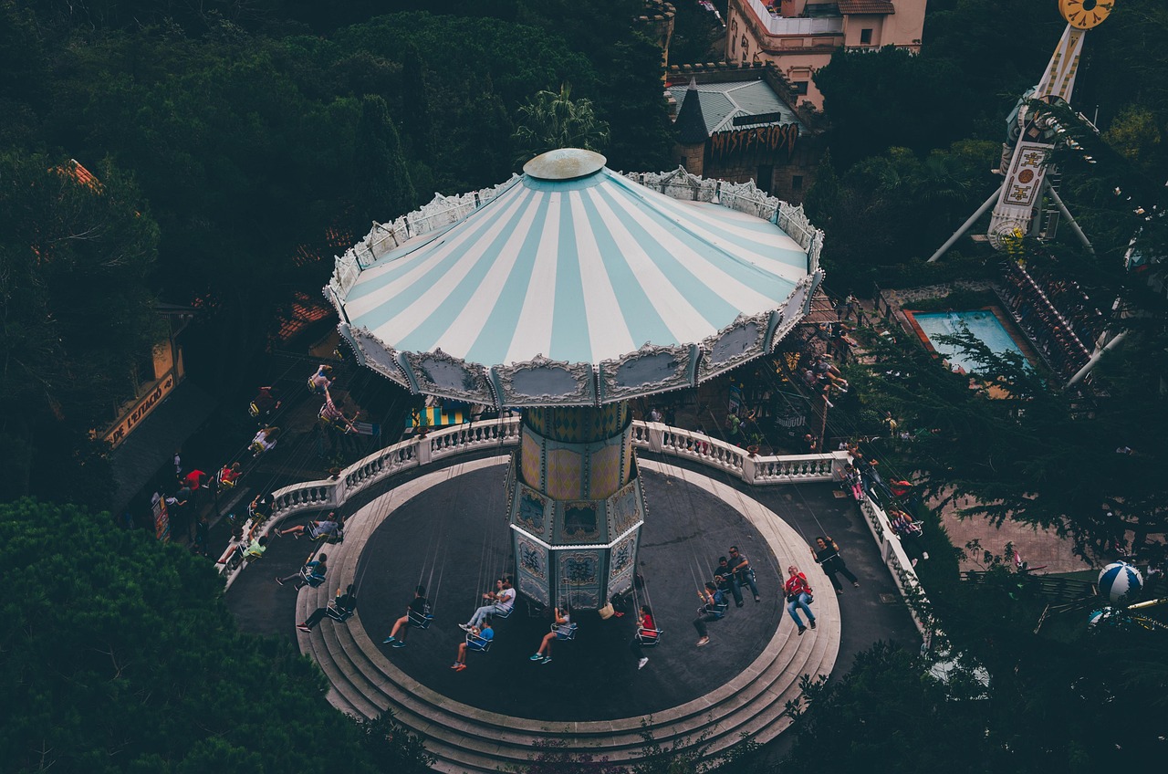 Tibidabo amusement park overlooking Barcelona