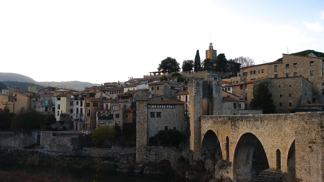 Besalú bridge at sunset