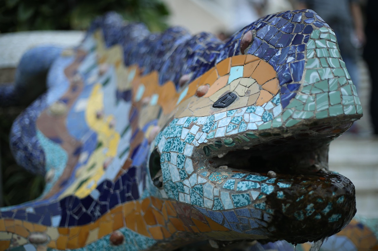 El Drac mosaic lizard on the Dragon Stairway at Park Guell