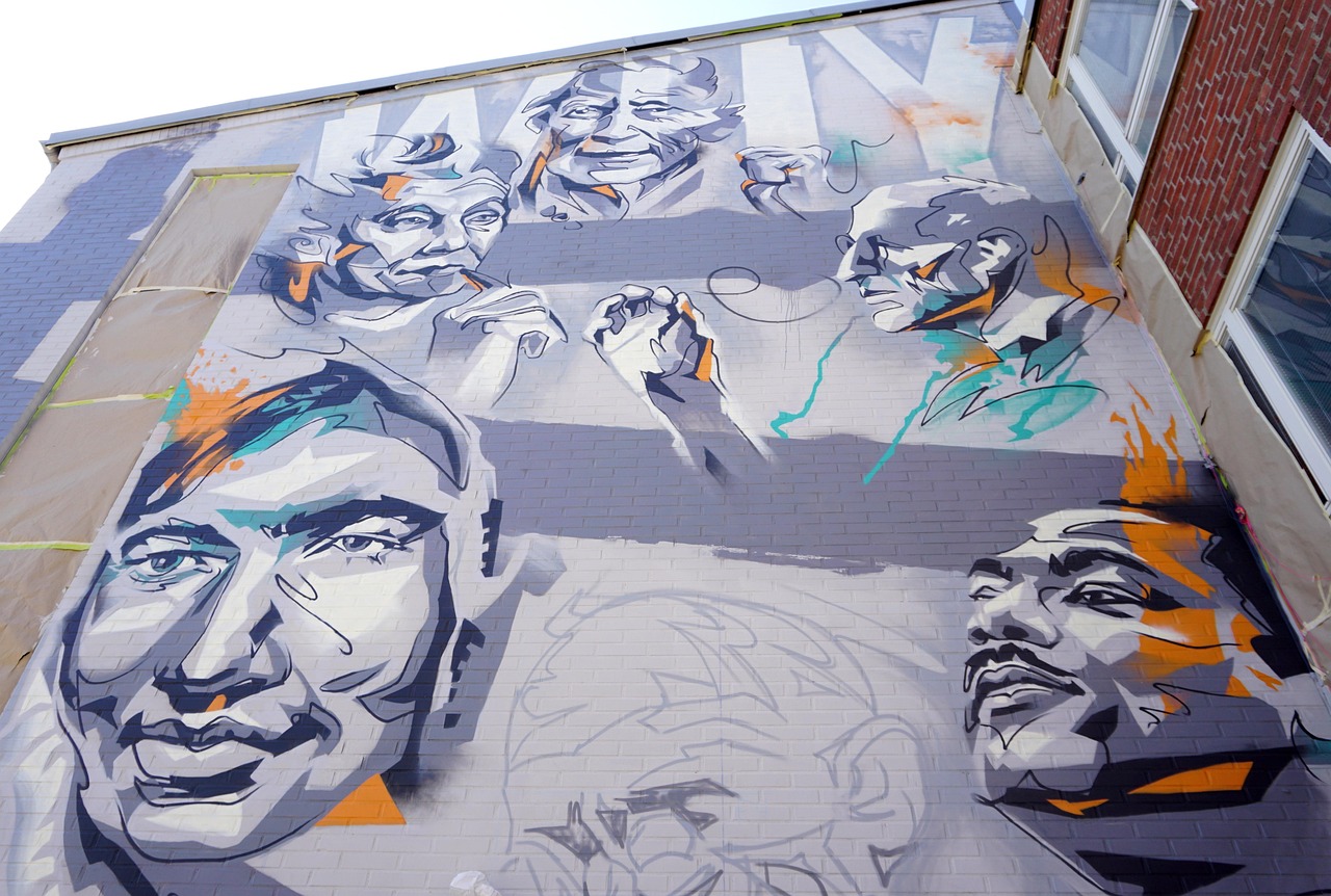 Colorful street art mural in Malmo
