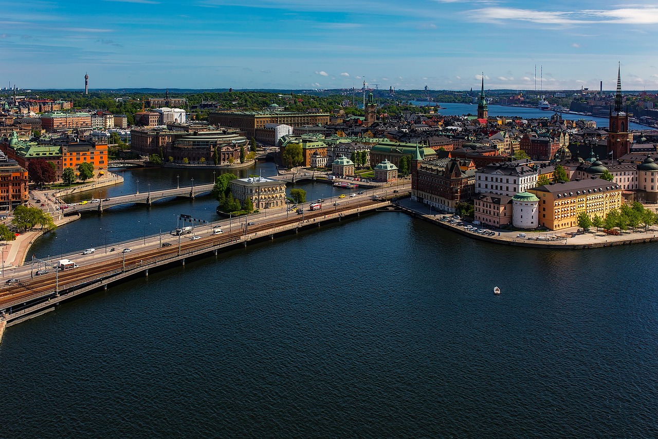 Stockholm waterfront skyline and architecture