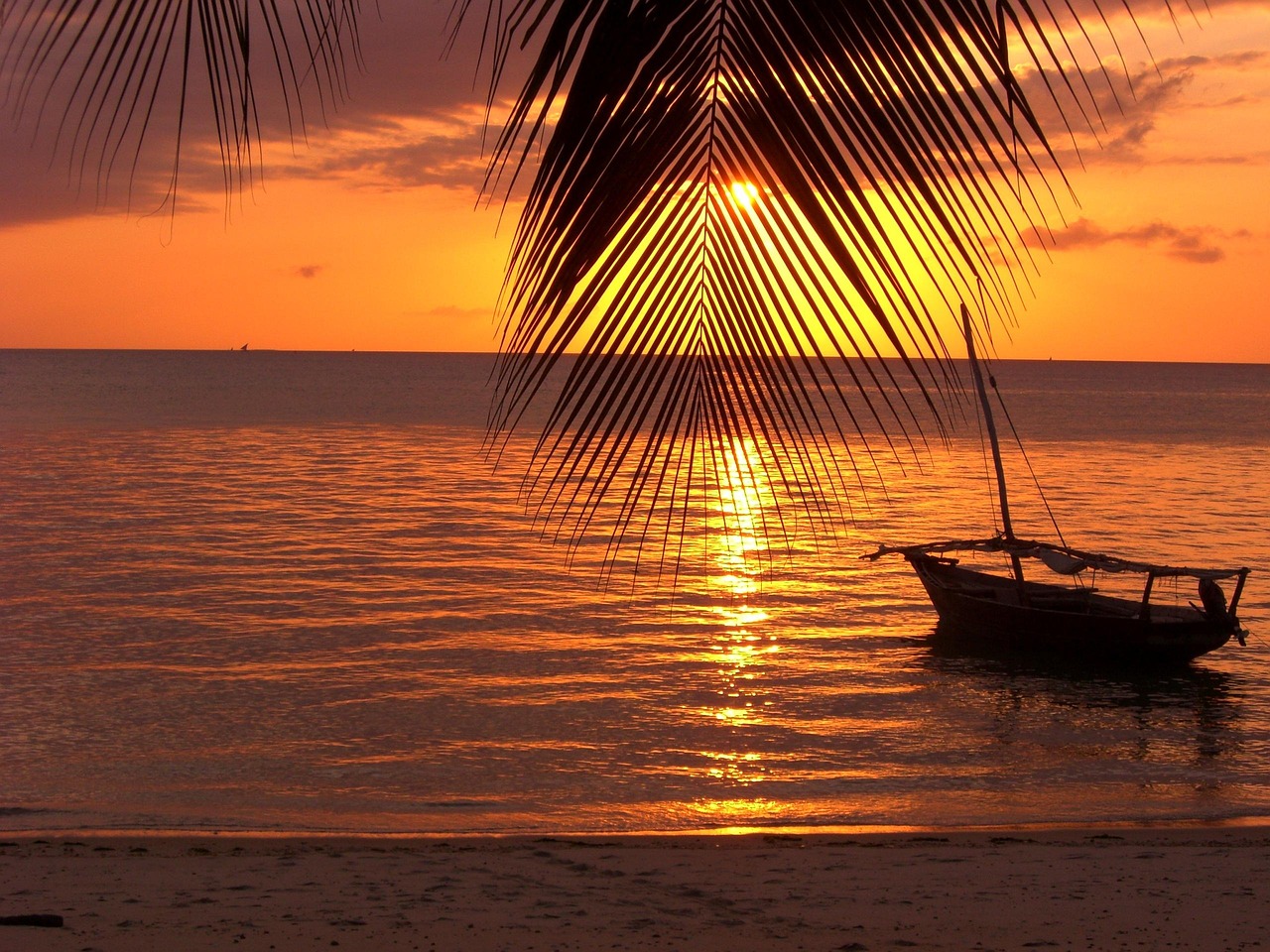 Sunset over the ocean in Zanzibar Tanzania