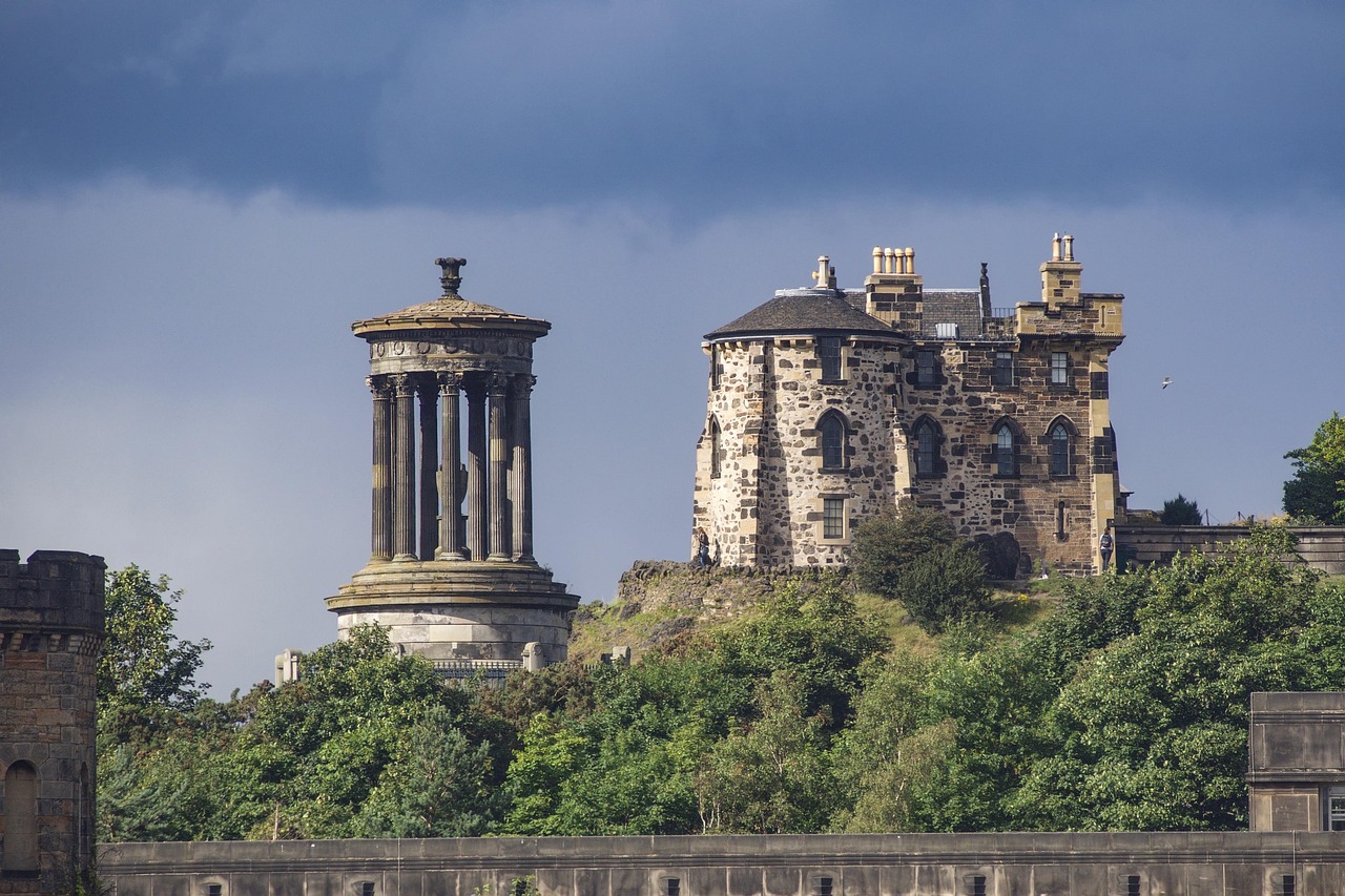Calton Hill view with monuments over Edinburgh