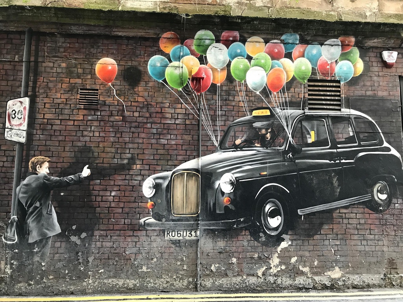 Street art mural on a wall in Glasgow