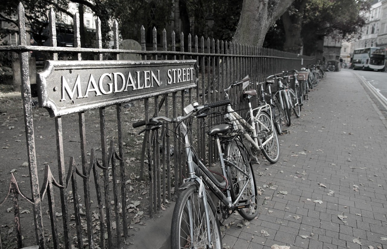 Row of bicycles on an Oxford street
