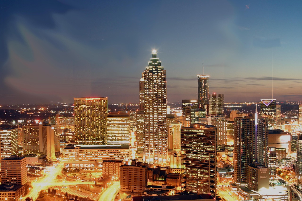 Downtown Atlanta at night skyline