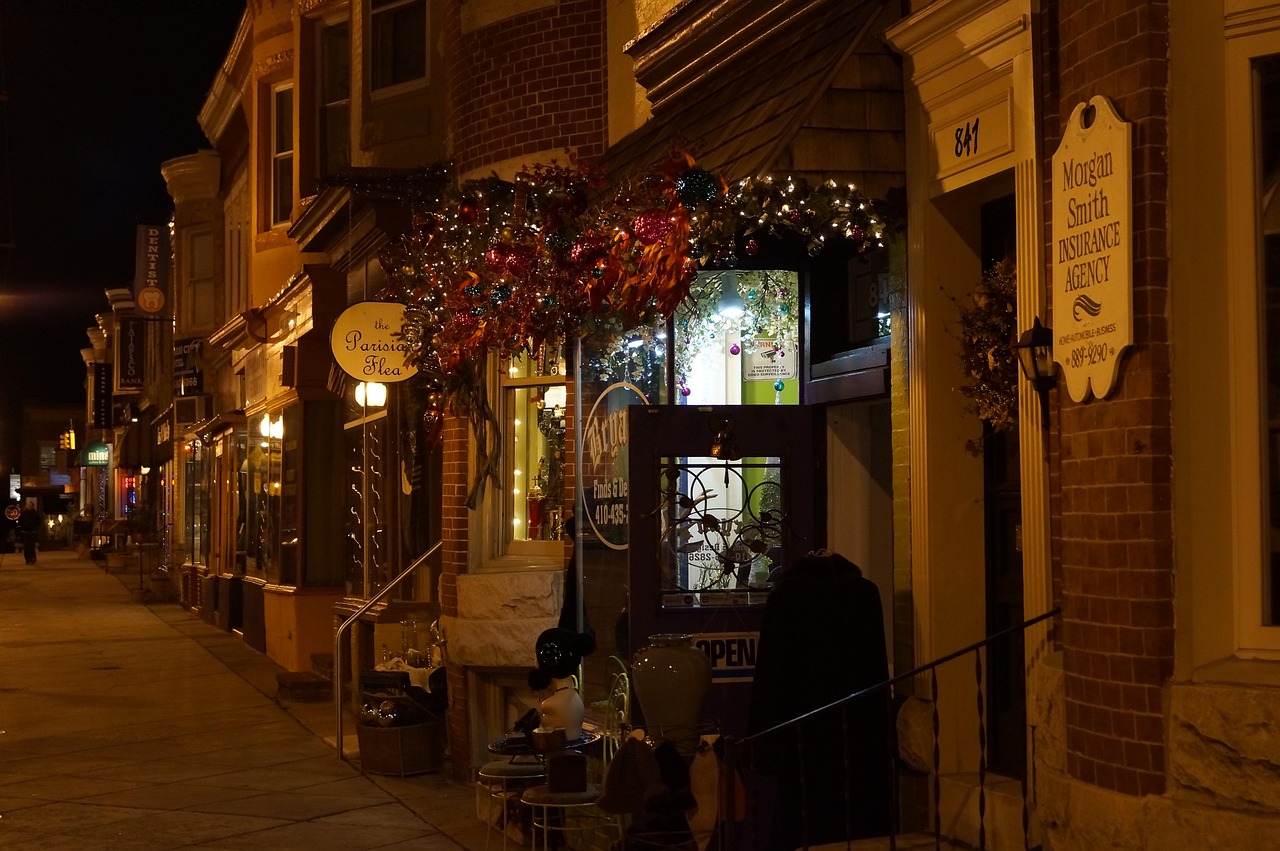 Hampden neighborhood rowhouses in Baltimore
