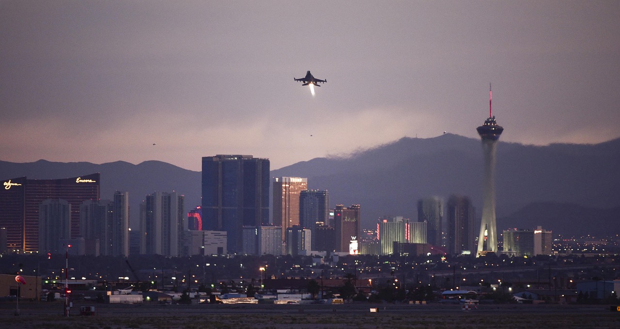 The STRAT Tower with thrill rides in Las Vegas