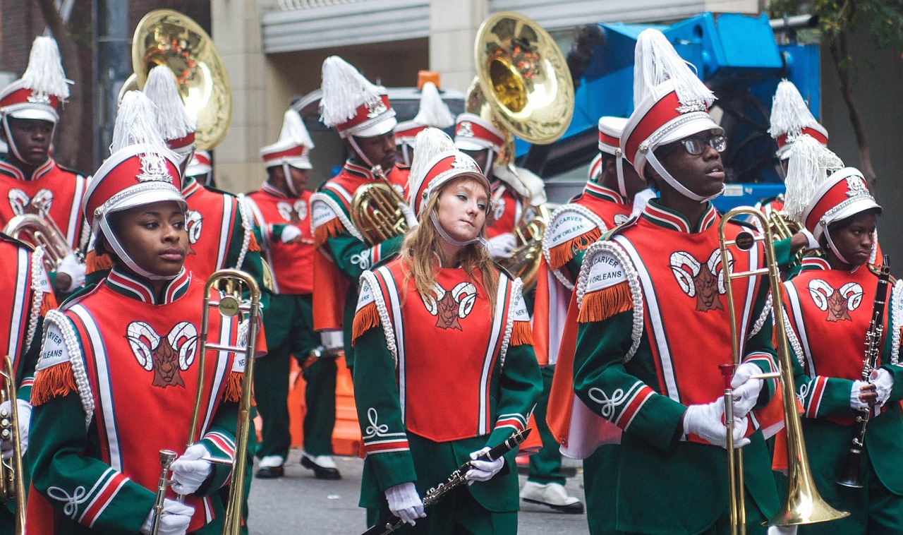 Second line parade in New Orleans street