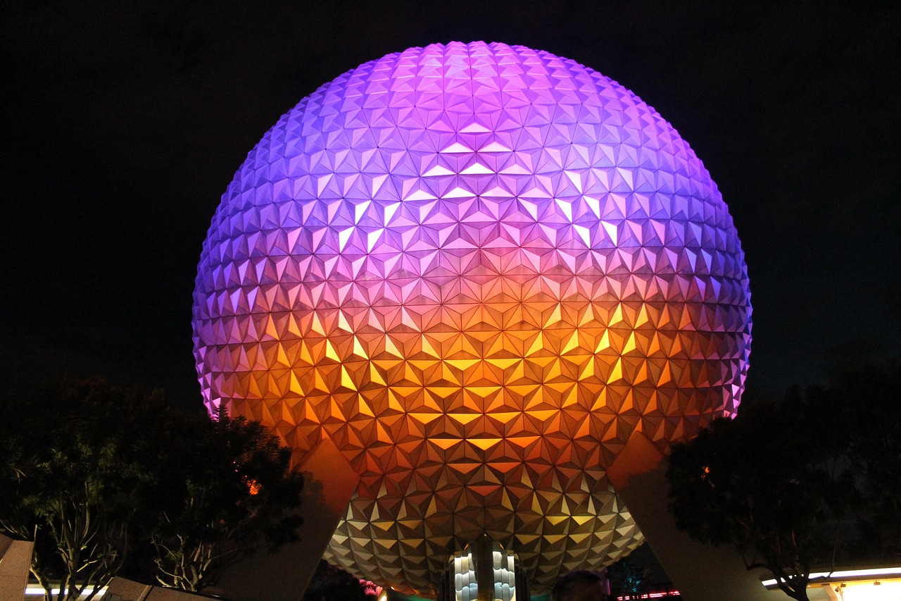 Orlando theme park lights at night