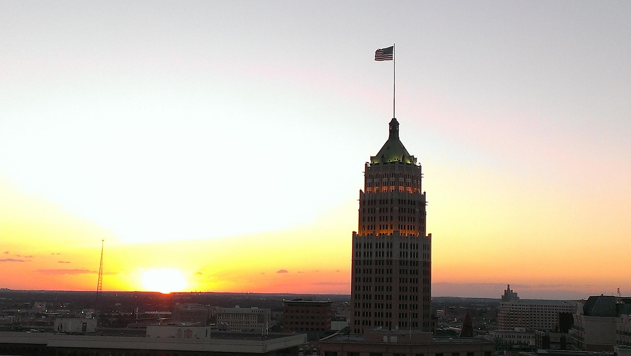 San Antonio skyline at sunset