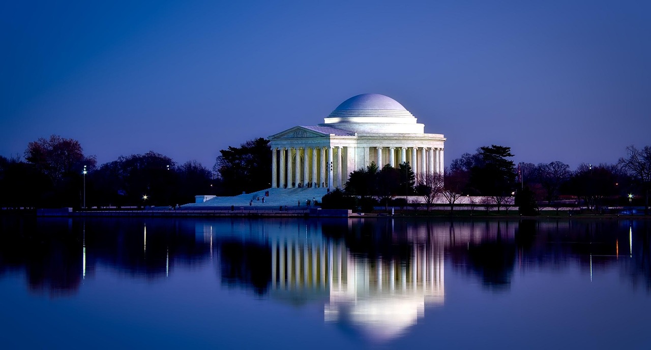 Jefferson Memorial across Tidal Basin in Washington