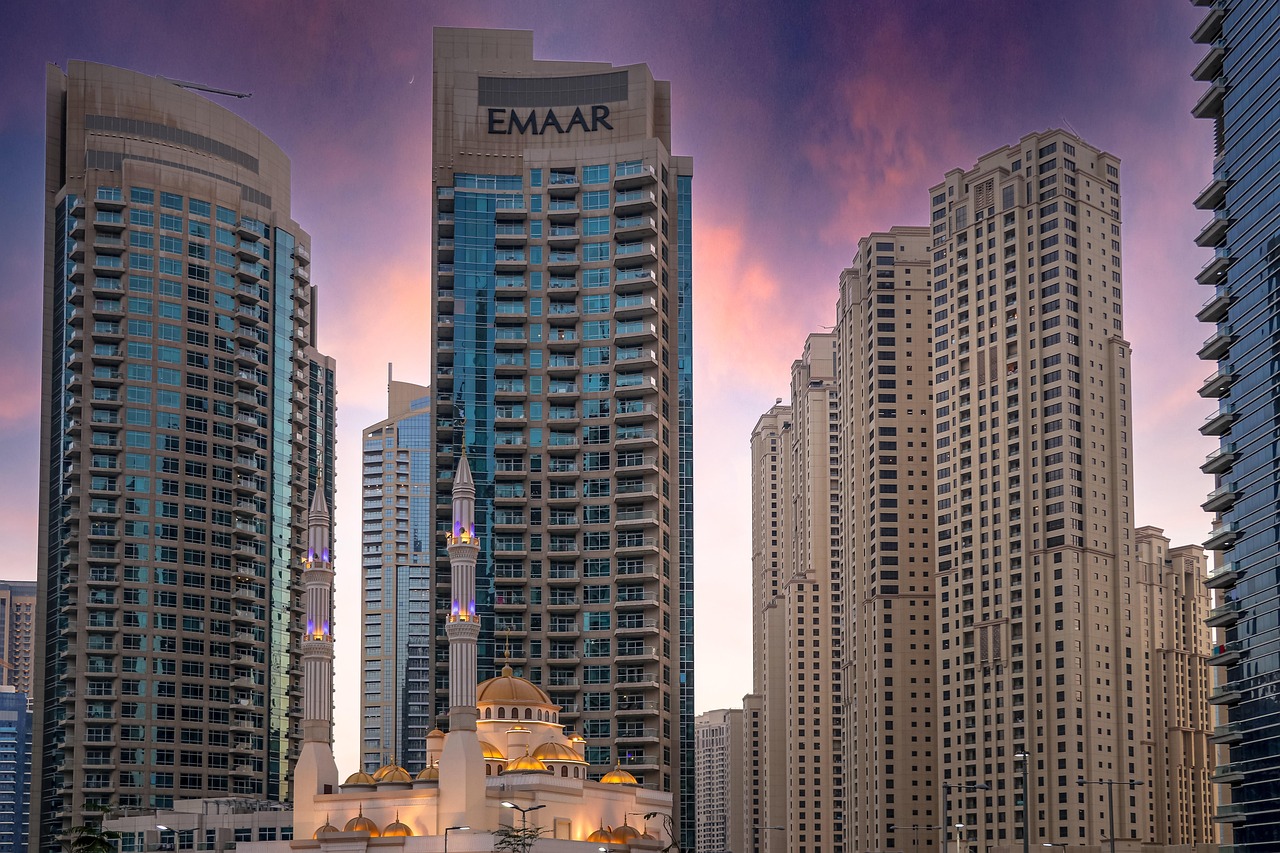 Dubai cityscape at sunset