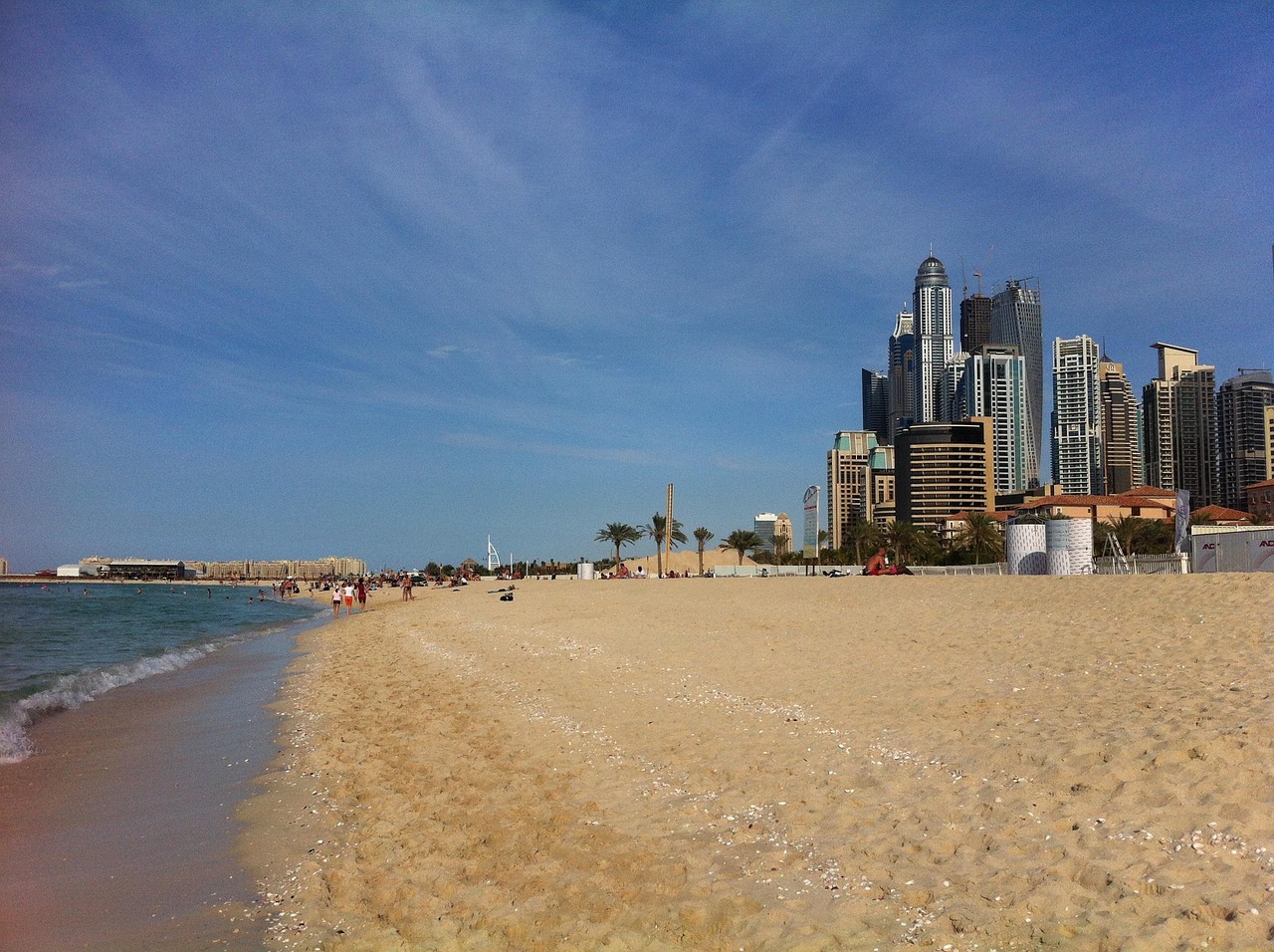 JBR Beach with Dubai Marina towers